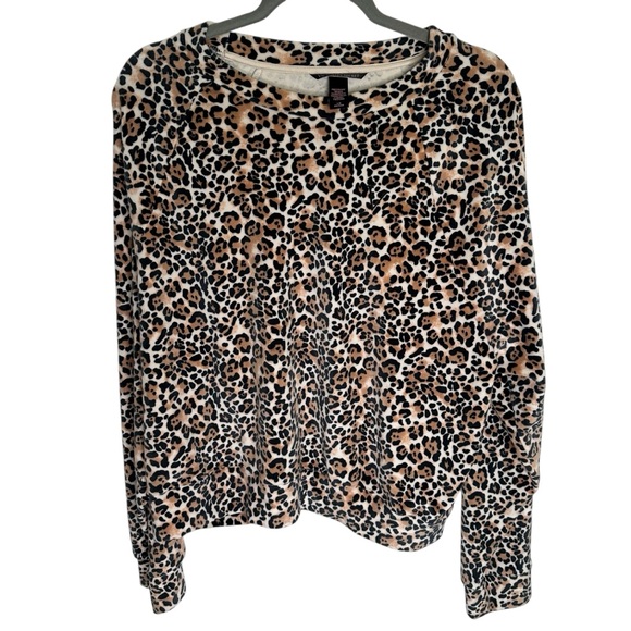 Victoria's Secret Velour Animal Print Sweatshirt Size Large - Picture 3 of 7